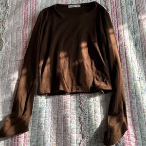 long sleeve brown crop